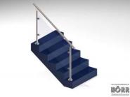 Geländer f. Treppe Boden + Glashalter + Edelstahl Handlauf 