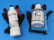 Edelstahl Korrosions Reiniger SET mit Schwamm + Handschuh gegen Flugrost 250 ml + 500 ml Pflegespray