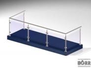 Geländer U-Form Boden + Glashalter + Edelstahl Handlauf 5 Meter 