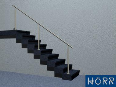 Geländer Treppe mit Edelstahl-Handlauf, Füllung: Ohne Füllung - Befestigung: Bodenmontage - Inkl. 5% Rabatt 