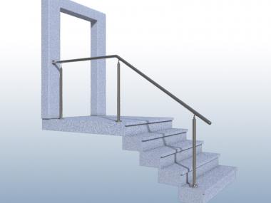 Geländer Treppe mit Podest mit Edelstahl-Handlauf, Füllung: Ohne Füllung - Befestigung: Bodenmontage - Inkl. 5% Rabatt 