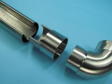 Glasleistenrohr Adapter Übergang Anschlußstück Edelstahl V4A Rohr auf Nutrohr für Rohr 42,4 mm