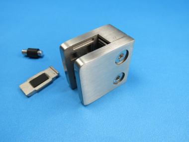 Glashalter 45x45 ECKIG - gerade - 6 mm - MIT Platte - V2A gerade | 6 mm | MIT Platte | V2A