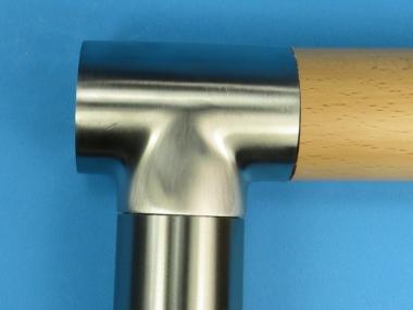 Steckfitting T-Stück 90° Übergang für Ø 45 mm Holz Handlauf aus Edelstahl 