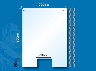 Hygiene Schutzwand - Abhänger 95 x 75 cm - MIT Ausgabe Abhänger 95 x 75 cm | MIT Ausgabe 15x25 cm