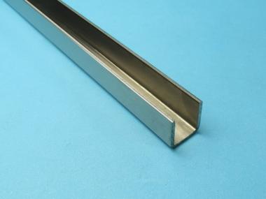 U - Profil 20 x 22 mm Edelstahl K240 geschliffen Glas Schiene Höhe: 20 mm / Breite 22 mm | 0,5 m / 50 cm / 500 mm