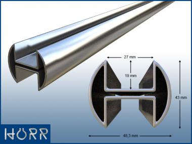 Glasleistenrohr 48,3 mm mit DOPPEL Nut Rohr geschliffen Einfaß Profil 48,3 x 1,5 mm DOPPEL-NUT | 6 m / 600 cm / 6000 mm