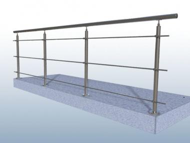 Edelstahl Geländer Balkon 3 x Rundstab +  Handlauf 5 Meter V2A Treppe 3 x Rundstab | bis 5 m ( 4 x Pfosten )