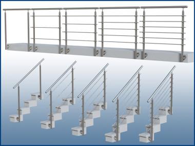 Edelstahl Treppengeländer Handlauf Balkon Geländer Bausatz Brüstung Querstab 123 