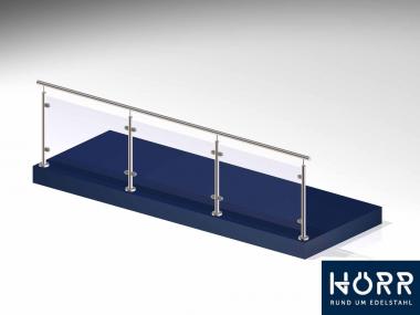 3m Geländer I-Form Boden Glashalter + Edelstahl Handlauf Terrasse Windschutz 
