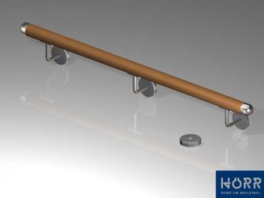 Handlauf Holz - MAHAGONI - bis 200 cm - 3 Halter MAHAGONI | 2,0 m / 3 x Handlaufträger