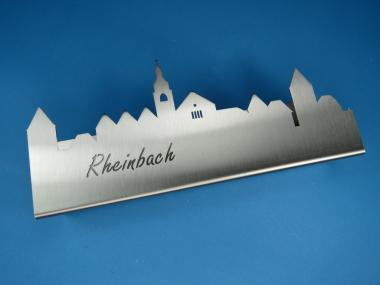 Edelstahl V2A Briefablage mit Skyline - Rheinbach Rheinbach