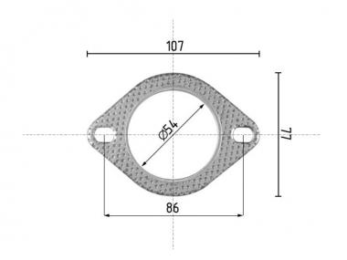 Auspuff Universal Dichtung Nr.05 für Flansch Verbinder 50,8 mm (2" ) 2-Loch Nr.05 - 2 Loch - Ø 48 - 50 mm