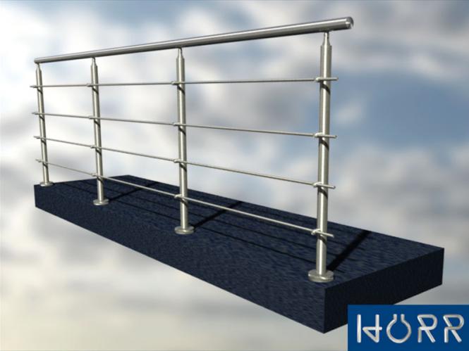 Edelstahl-Handlauf Geländer für horizontale und auch steigende Montage ohne bzw Handlauflänge bis 1 m mit 2 Pfosten ohne Querstäbe bis zu 6 Stk.Quertraversen