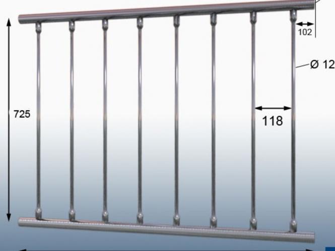 Geländer senkrechte Streben Balkon Terrasse Brüstung 2050 mm 1000 mm