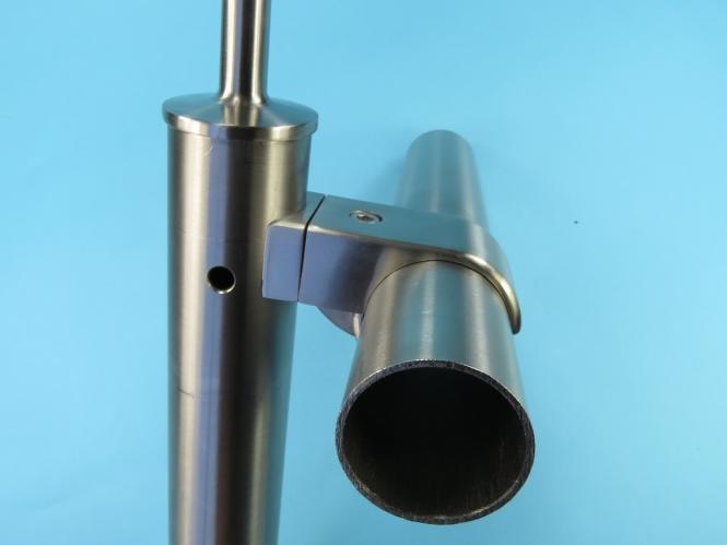Klemmlampenhalter Edelstahl Schwarz zur Montage an 42 mm Rohr Rohrschellen