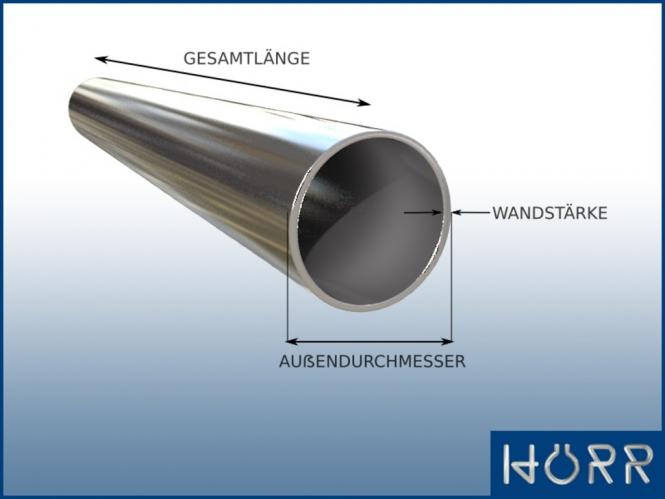 Hohl-Profil EN-AW 6060 Ø 45,0 x 2,5 mm Konstruktionsrohr Alu AlMgSi0,5 F22 0,5 m B&T Metall Aluminium Rundrohr roh Länge ca unbehandelt
